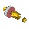 Exploded view Assembled brass cable holders cross section 25mm² M6 bolt